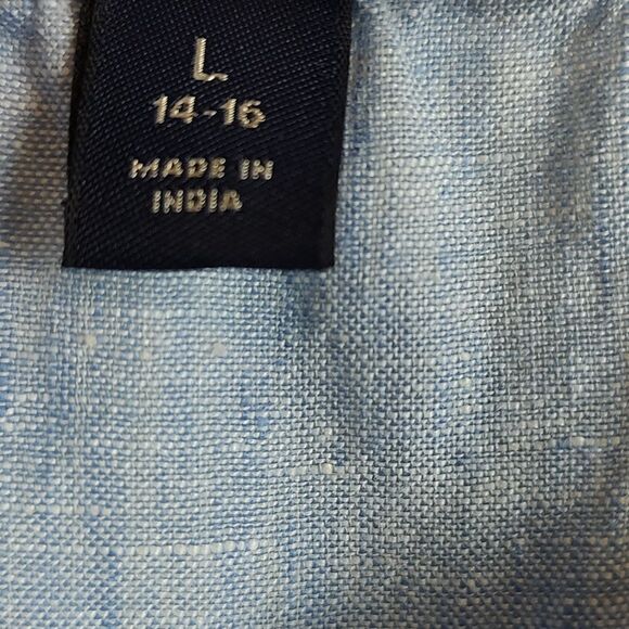 Lands' End Sleeveless Linen Waist Tie Dress Size L - Picture 3 of 11